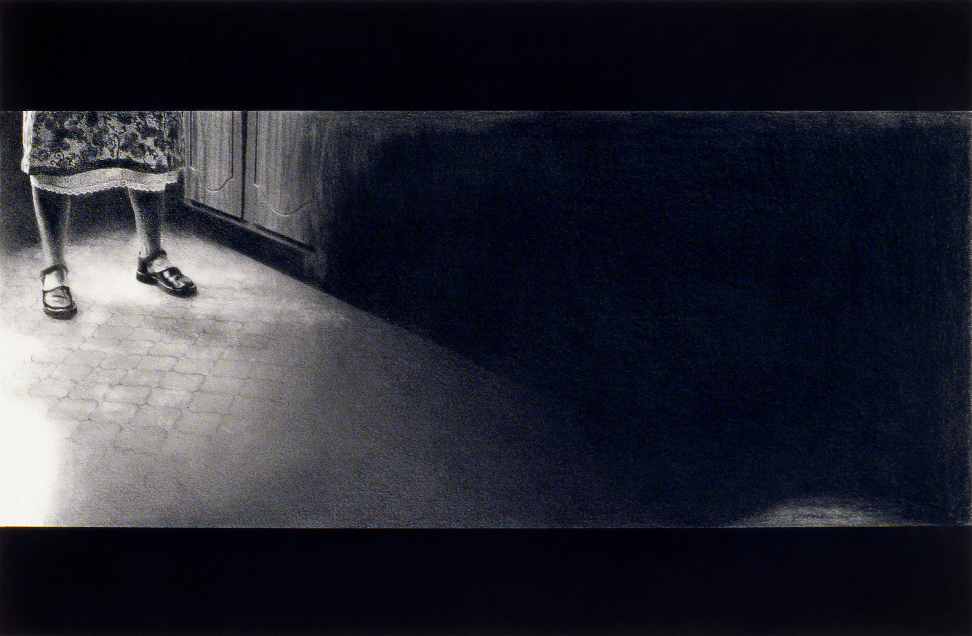 Scene (legs), 2001, pastel and ink on paper, 380 x 580mm, private collection